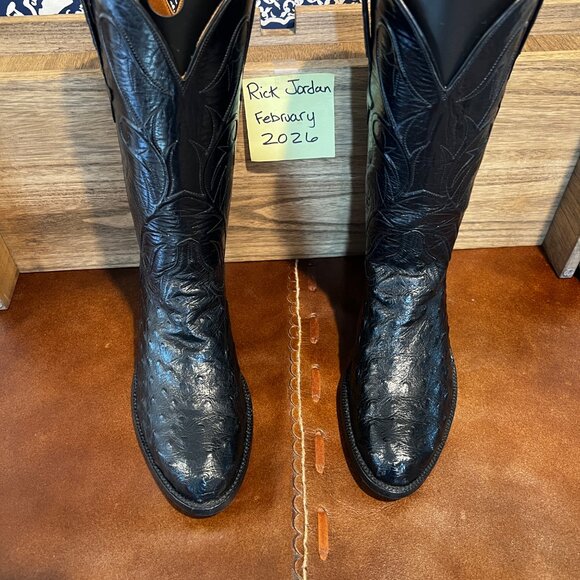 Lucchese Black Full Quill Ostrich Cowboy Boots in Men\'s 7EE/7.5D main image 4